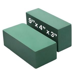 2개의 플로럴 폼 블록(각각 큰 사이즈 9인치 X 4인치 3인치) 플로리스트 플라워 그린 브릭 인조 또는 신선한 꽃을 위한 건식 습식 배열 용품