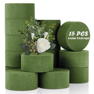 TAOPE 15 PCS 플로럴 폼, 인조 꽃을 위한 그린 블록, 둥근 습식 및 건식 폼 벽돌, 꽃꽂이를 플로리스트