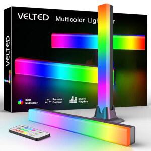 벨티드 RGB 라이트 바 음악 동기화 IC LED USB 전원 앰비언트 조명 리모컨 색상 변경 게이밍 TV 백라이트 PC 룸 모니터 데스크용 8가지 다이내믹 모드