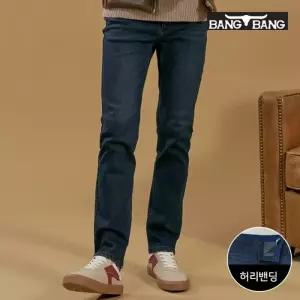 [뱅뱅] 남성 더블기모 레귤러핏 스판 데님 네이비