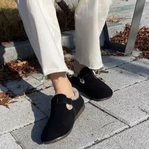 여성용 겨울 버클 털 단화 sn675