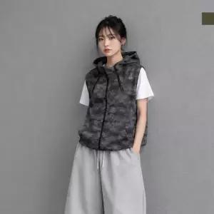 [179st.w]AGG 1019W 여자 카모 밀리터리 지퍼 후드 집업 베스트