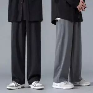 [하프클럽/]남성 겨울 기모 와이드 밴딩 팬츠 일자 루즈핏 면바지 데일리 슬