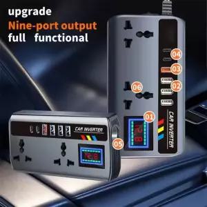 차량용 인버터 컨버터 12V/24V에서 220V로 변환 고속 충전 포트 휴대용 자동차 충전기 인버터 3개의 USB 포
