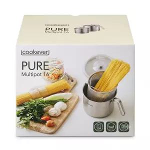 쿡에버 멀티 파스타 팟 16cm 스텐냄비 인덕션 겸용 면냄비 국수 삶기 타공 바스켓 포함