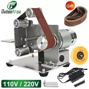 110V/220V 미니 전기 벨트 샌더 연마 연삭 기계 커터 가장자리 숫돌 다기능 그라인더 7 속도 조절 가능