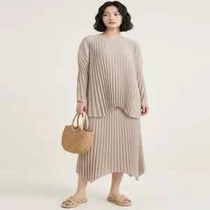 [벤자][BENJA] 플리츠 컴포트 와이드주름 긴팔 스커트세트 컬러다양
