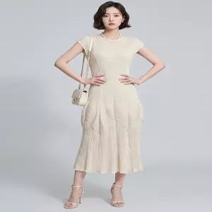[벤자][BENJA] 플리츠 블룸팬시 캡소매 롱원피스 컬러다양