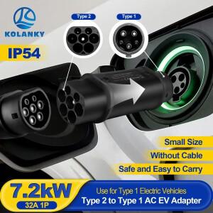 Kolanky Type2 To EV 충전기 어댑터 변환기 IEC 62196 16A 32A J1772 자동차 커넥터 용
