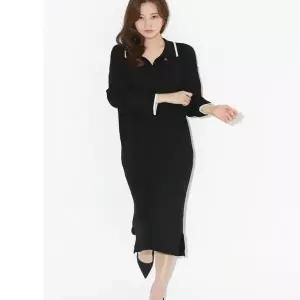 [하프클럽/셀럽하우스]데일리 니트 롱원피스 여성 배색 니트 루즈핏 원피스