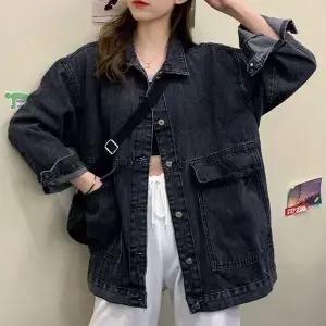 [하프클럽/셀럽하우스]여자 봄아우터 대학생 캠퍼스 패션 청자켓 데님 자켓