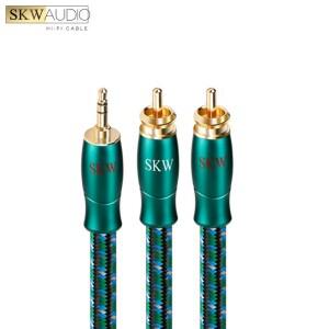 SKW 3.5mm Aux 잭-2 RCA 오디오 케이블 OFC 도체 남성-TV 컴퓨터 휴대폰 MP3 연결 전력 증폭기 스피커