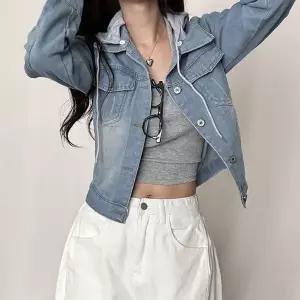 [하프클럽/셀럽하우스]간절기 패션 후드 탈부착 데님 데일리 여자 청자켓