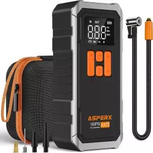 자동차/모토/자전거/볼용 AsperX 160PSI 타이어 인플레이터 휴대용 공기 압축기 급팽창 1억mAh 대용량 4+N