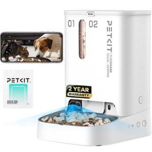 PETKIT 카메라가 있는 자동 고양이 강아지 피더, AI 구동 모션 캡처, 야간 시야가 있는 1080P HD 비디오, 양방향 오디오가 있는 2.4G Wi-Fi 반려동물 피더, 건조제가 있는 듀얼 호퍼 애완동물 사료 디스펜서