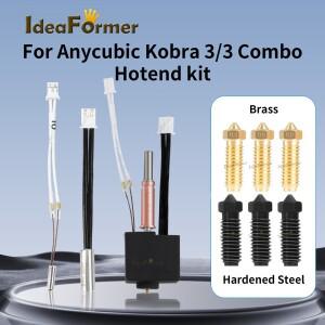 Anycubic Kobra 3 Hotend 키트 노즐 서미스터 가열 24v 50w 히터 블록 K3/K3 콤보 부품 용 실리콘 케이스