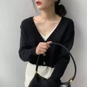 [하프클럽/]크롭 오버핏 데일리 아우터 루즈 루즈가디건 니트 롱