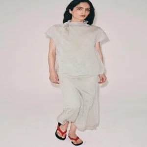 ZARA 링클 페이크 매듭 하이넥 니트 탑 - 샌드 / 그레이 2893/015/081 283867