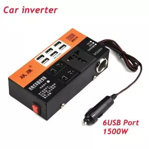 카홈 차량용 파워 인버터 컨버터 1500W 피크 DC 12V/24V - DC 110V/220V 여행용 6 USB 포트 자동차 충전기
