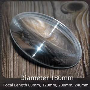 180mm PMMA 태양광 초점 프레넬 렌즈 원형 스포트라이트 집광 확대경 거리 80-240mm