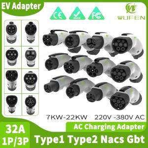 WUFEN 4 표준 EV 충전기 어댑터  1/TESLA호환-Gbt 변환기 7kw 2/gbt-J1772 32A 자동차