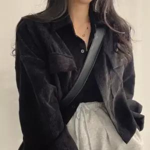 봄 가을 여성 코듀로이 크롭 스트링 숏 남방 골덴자켓 xJK53Qtl