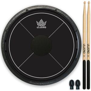 ULUOBO 드럼 연습 패드 30.5CM(12인치), 섬유판이 스틸 및 볼, 시뮬레이션 조용한 포함 패드, 팁 스틱 있는 스네어 내장