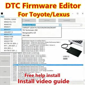 렉서스호환 토요타용 최신 DTC 펌웨어 에디터 소프트웨어 76Fх 마이크로컨트롤러 지원 영어 버전 설치 비