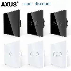 AXUS EU 터치 스위치 AC100-240V Led 백라이트 패널 강화 크리스탈 유리 벽 조명 감각 1/2/3 Gang