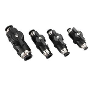 BUC 4mm 6mm 8mm 10mm 검정색 공압 푸시 인 퀵 조인트 커넥터 핸드 밸브 스위치 수동 볼 전류 제한