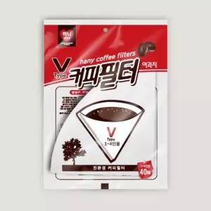 하니 V형 커피필터 여과지 40장 (1-4인용) 식품용 펄프 종이 드립퍼 메이커