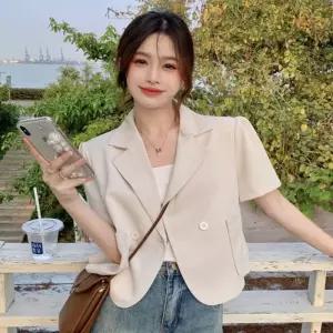 여름자켓 데이트룩 원버튼 반팔자켓 하객룩 여성