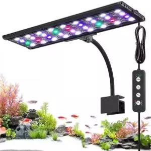AQQA LED 수족관 조명 메모리 기능이 어항 24시간 7모드 클립 DIY 풀 스펙트럼 식물 조절 가능한