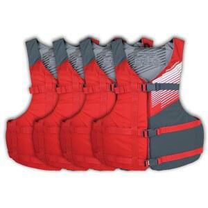 스톨퀴스트 유니버설 핏 라이프 자켓 PFD (4팩) 해안 경비대 승인 남녀 90파운드 이상 경량 네오프렌 조절가능 보트 카약 수상 스포츠에 이상적임