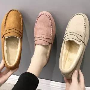 털신 모카신 방한로퍼 스웨이드신발 털실내화 데일리 방한부츠 보온 슬립온 신발 퍼부츠