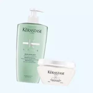 케라스타즈 라운지 지성두피용 2STEP 케어 방 디발렁 샴푸 500ml + 헤어 마스크 200ml 4968025