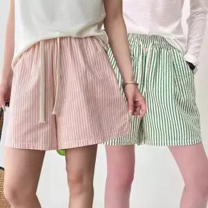 마마로 여름 인견 시원한 여성 포켓 스트라이프 줄무늬 파자마 5부 잠옷바지