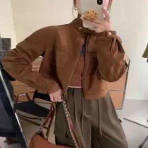 차이나카라 여성 3컬러 가을 초겨울 스웨이드 차이나넥 크롭자켓