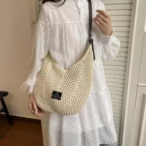 [셀러에이드]밀짚패턴 바캉스 비치 숄더백 가방