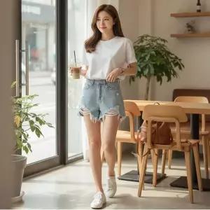 [하프클럽/셀럽하우스]4컬러 핫한 썸머룩 시크한 찢청 데님 핫팬츠 숏팬츠