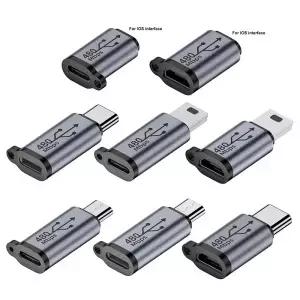 USB C 타입 암 수 어댑터 커넥터 태블릿 노트북 PC용 고속 충전 충전기 8 핀 18W 12W