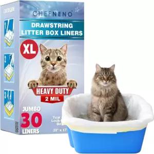 고양이 쓰레기통 라이너 드로스트링 XL 30개 가방 39인치 x 17인치 슈퍼 점보 스크래치 방지 엑스트라 헤비