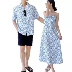 [하프클럽/셀럽하우스]신혼여행 해변 커플룩 남자남방+여자롱원피스