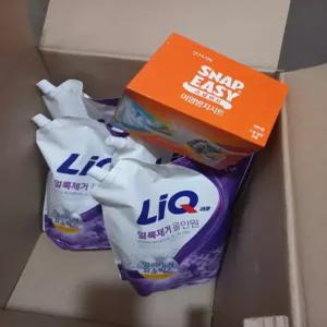 리큐 얼룩제거 올인원 세탁세제 2.1L파우치X4개 드럼+이염방지시트 100매