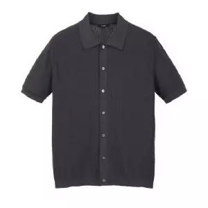 알레그리 [26SS]챠콜 그레이 Pleats 반팔 가디건(ARSW6B503CG)