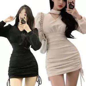 [하프클럽/]이브닝 홀터넥 미니 드레스 A라인 프롬 파티 원피스 연주드레스