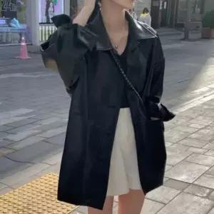 [하프클럽/]여성 오버핏 카라 단추 라이더 재킷 루즈핏 자켓 점퍼