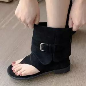 버클 스트랩 오픈토 앵클 디자인 여성 부티샌들 6SS 부티 오픈토부티 버클스트랩 앵클부티