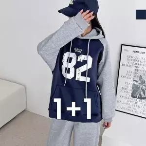 [하프클럽/]긴팔 단체티 후드티 티 박시 커플 후드 루즈핏 반팔