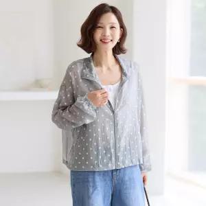 김여사, (빅사이즈)(신상)(66-88) 가벼운 도트 바람막이점퍼 3JP606116 엄마옷 중년여성 50대 60대